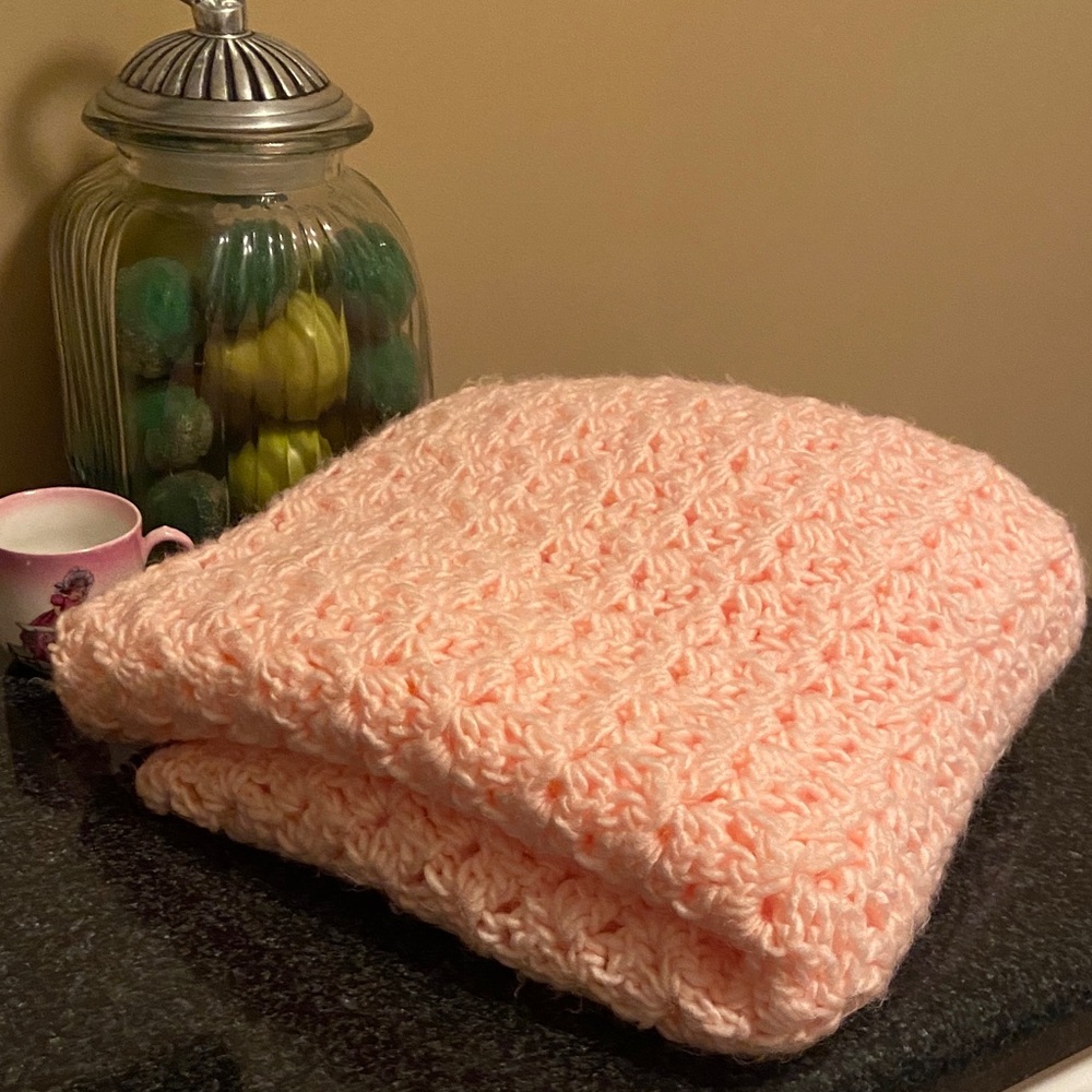 Handmade Crochet Pink Baby Blanket